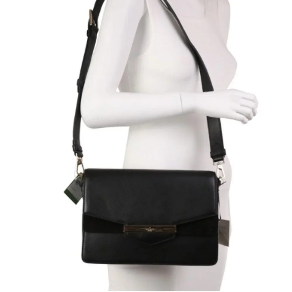 Kate Spade Carmel Court Kaela Shoulder Bag Black Leather Suede NWT